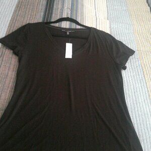 White House Black Market Black soft Knit V neck T shirt NWT size L